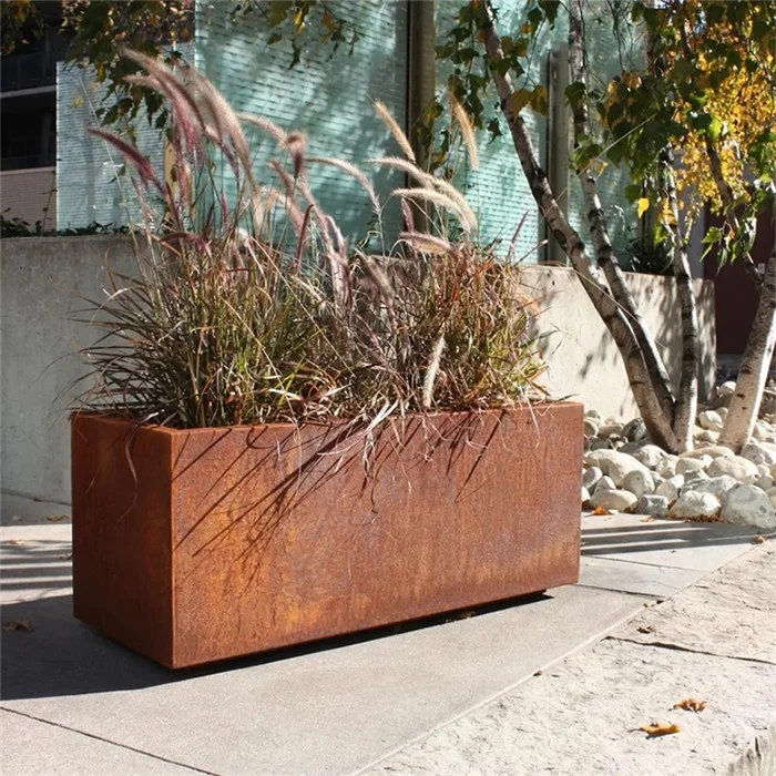 Garden Customized Corten Steel Cube Planter Rust Square Metal Plant Flower Pots Outdoor Box Planters