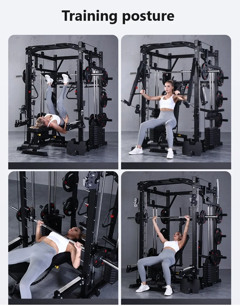 Wholesale Multi-Function Metal Smith Machine Squat Rack Commercial Home Gym Fitness Equipment Indoor Use Bodybuilding Plate Rack