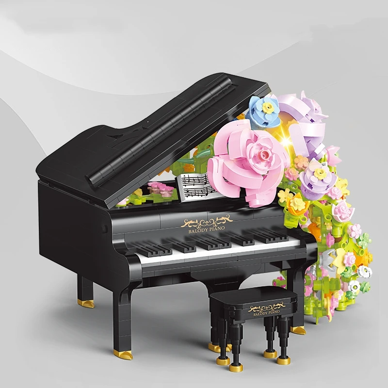21194 21228 piano violin model preserved flower creative Decoration Building Block Plastic Toy gift for girls kids boys