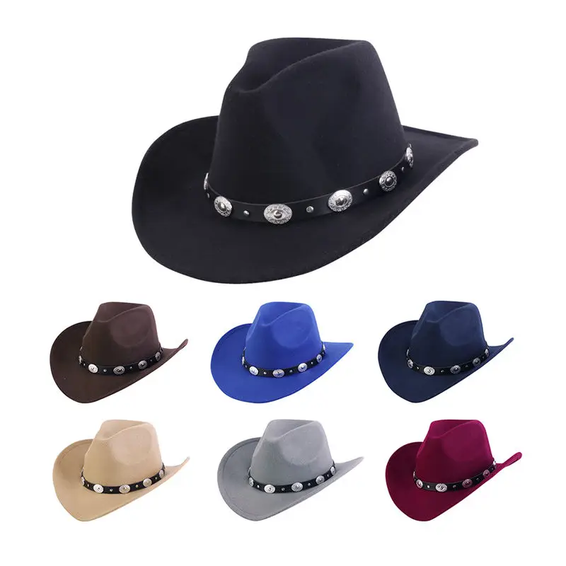 Wholesale Wool Fedora Cap Bulk Hot Sale Cowboy Hat Custom Men Felt Cowboy Hats