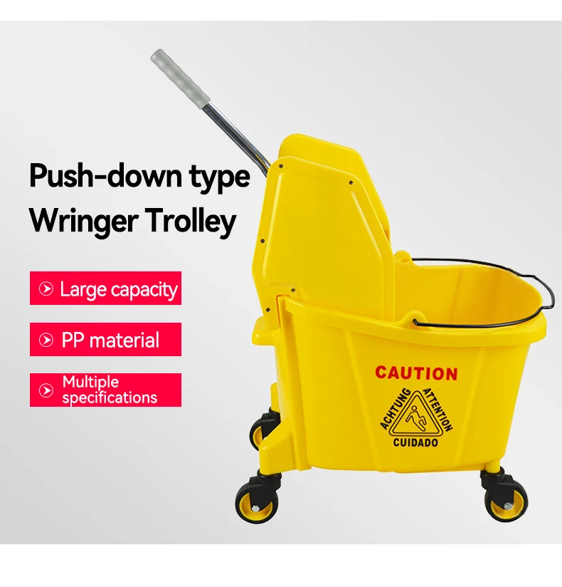 24L/32L/36L Downward Pressure Single Bucket Water Wringer Thickened Water Wringer Cleaning Carts Mop Bucket with Wringer Trolley