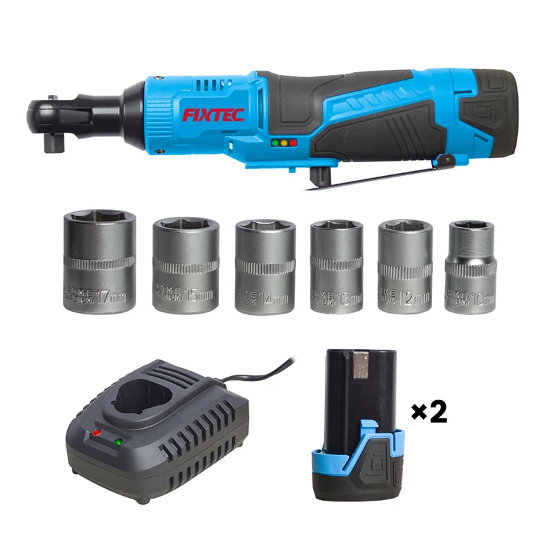 FIXTEC 12 В беспроводной Трещоточный ключ 3/8 'шестигранный динамометрический электроинструменты с 6 втулками