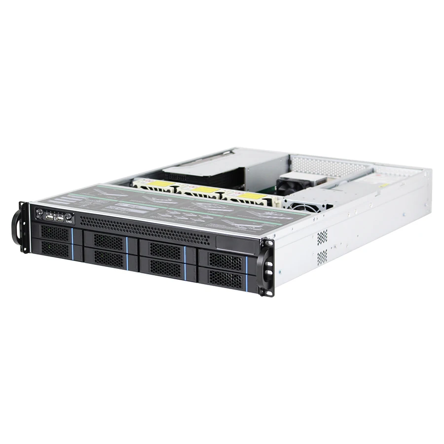 China oem odm bronze 3204 6Core 1.9GHz 16G DDR4 RAID 550W PSU 2U8 bay hot swap storage rack server