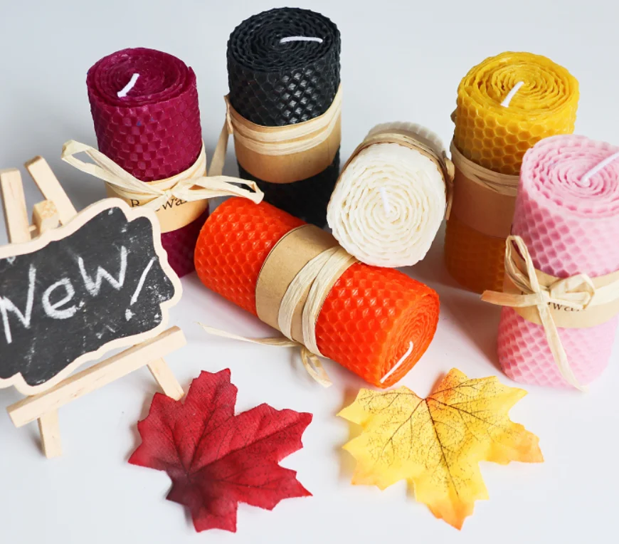 Hand-Rolled Smokeless Pillar Candle Bees wax Candle For Gift And Home Decor