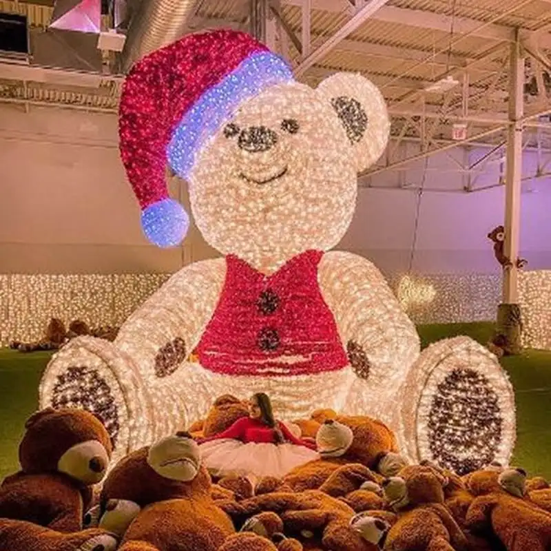 Customized 24V 120V 240V 3D Big Teddy Bear Christmas Motif Lights LED Christmas Lighting Displays