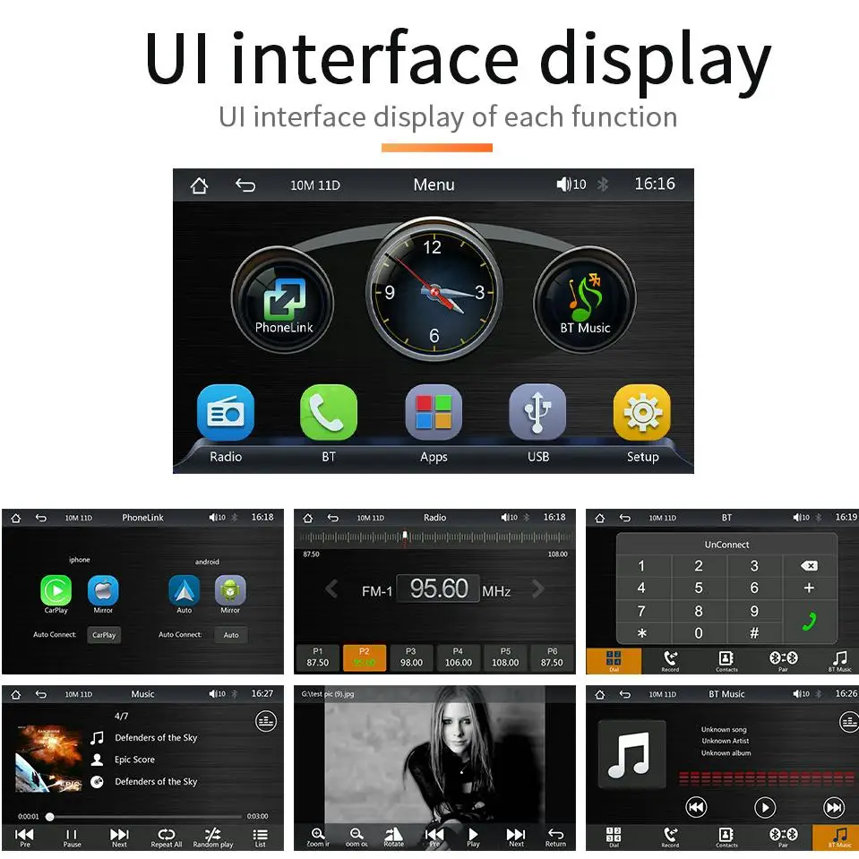 Universal Portable Car Video Player Universal Car DVR Video Recorder Wireless Stereo Screen Touch Car Monitor
