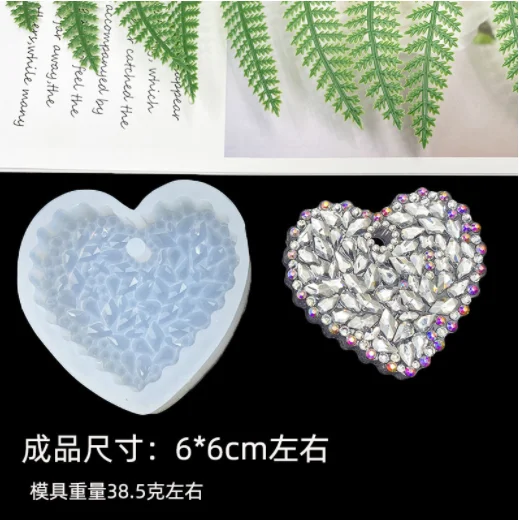 New diamond hanging silicone mold crystal drop glue flash diamond shaped jewelry pendant key chain silicone mold sun catcher