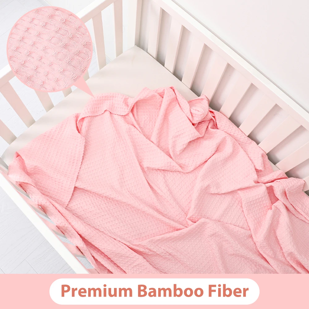 Summer Swaddling Receiving Sleep Blanket Soft Breathable Bamboo Cotton Baby Waffle Blanket