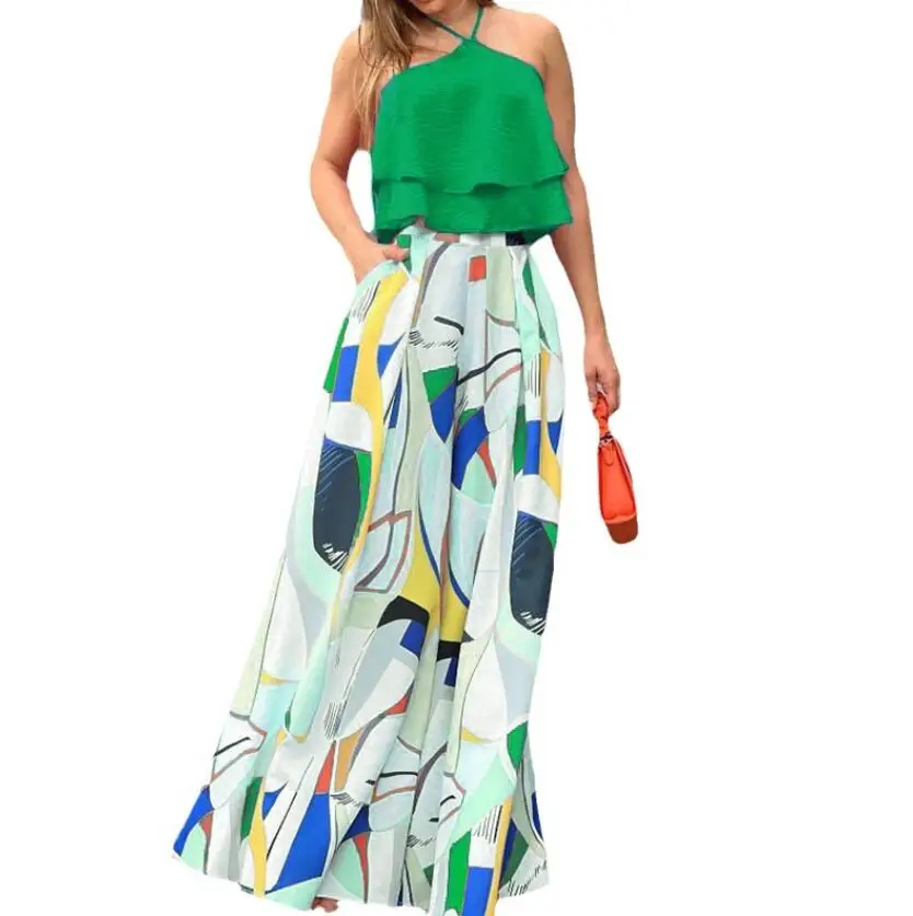 Summer New Style women Sleeveless Top Loose Pants Set