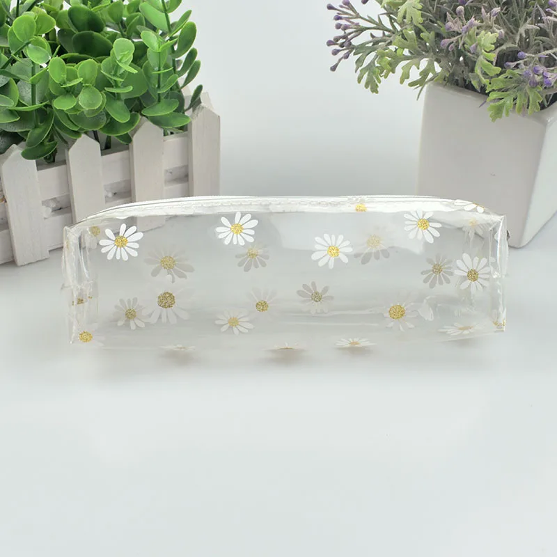 Portable Pen Pouch Frosted Clear Pencil Bags Patches Makeup Small Pouch Bag