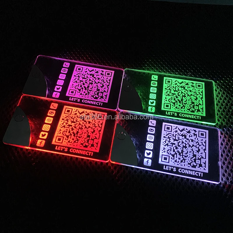 16 NEW 2023 Luxury LED Acrylic Business Cards Custom Business Card Printing Laser Engrave Unique Light up Clear Business Card