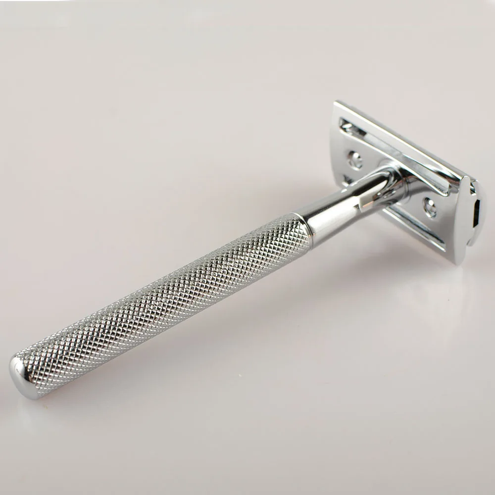 
Classic Doule Razor Blade Silver Shine Safety Shaving Razor 