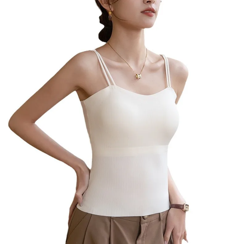 Women tank vest sleeveless all over breathable stringer ice silk seamless bra slim customized ladies top