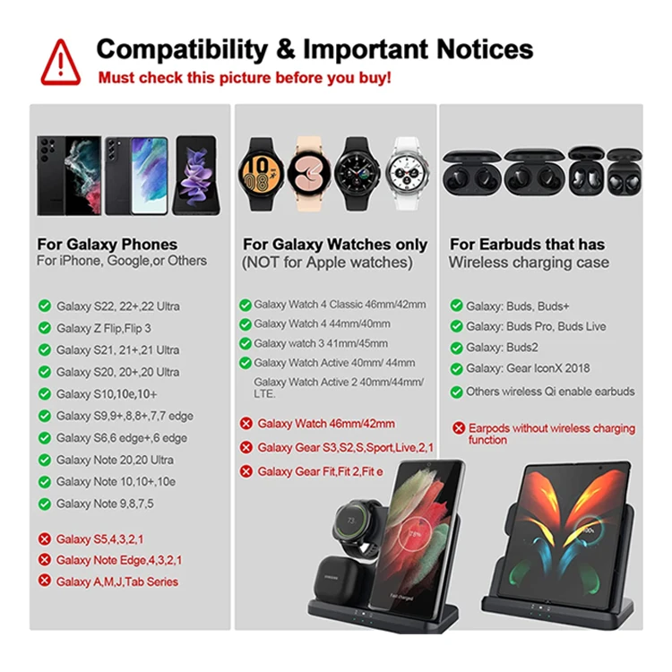 Wireless Charging Station 15W 3 in 1 Foldable Wireless Charger Stand cargadores para celular cargador portatil For Samsung S23