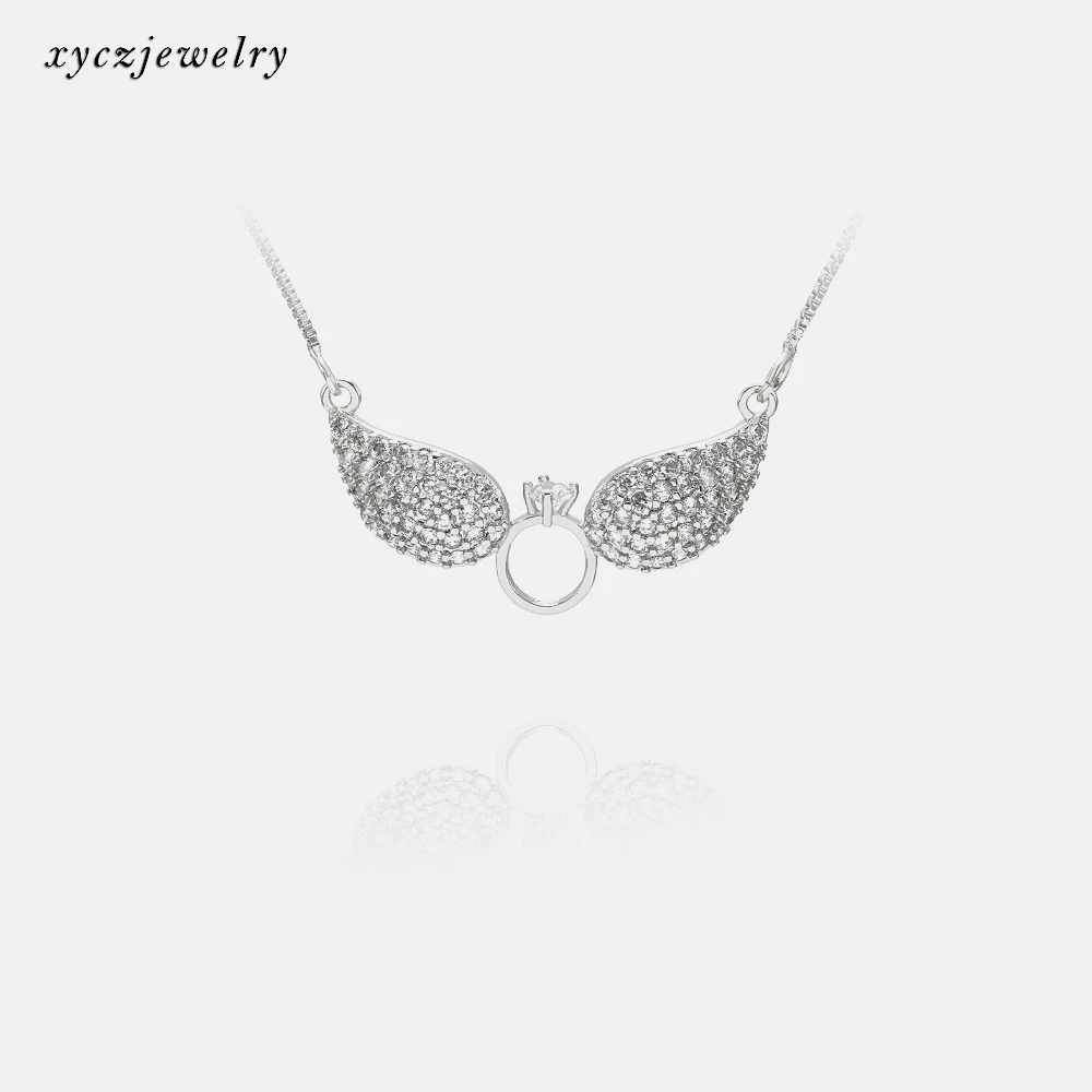 Made in China zircon beautiful angel wings ring pendant necklace