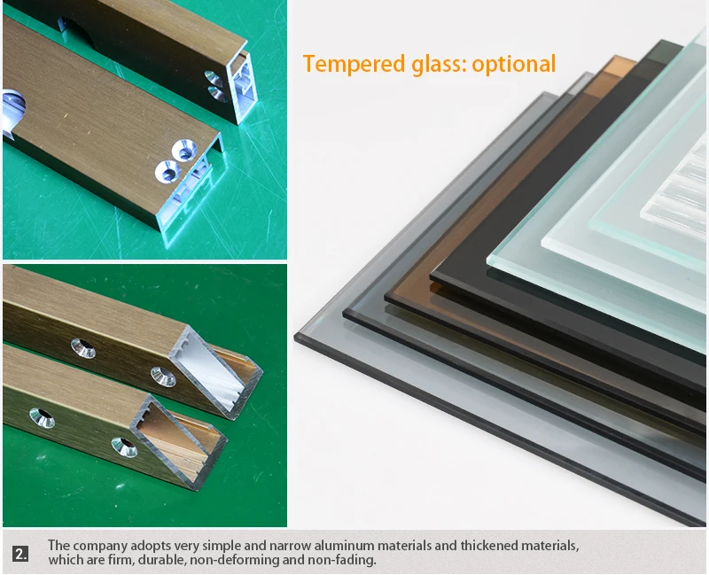 Aluminum wardrobe glass door kitchen cabinet aluminum frame glass door