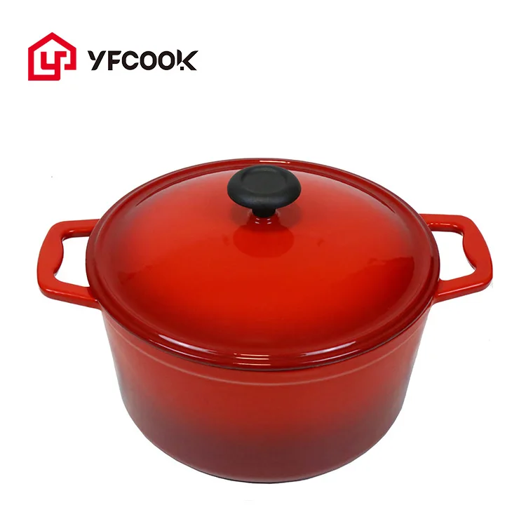Factory Outlet Good Quality Nonstick 6 Pieces Cooking Pots and Pans Red Enamel Cast Iron Cookware Sets