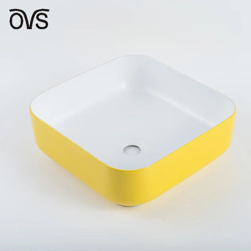 OVS Top Quality Hotel Restaurant Ceramic Cheap Wash Basin Flat Surface Bathroom Porcelain Sink
