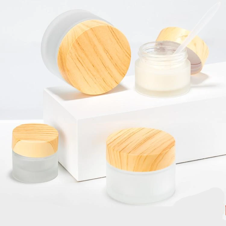 Custom logo 150g 250g 500g amber frosted 50g plastic body butter cosmetic cream jar with bamboo lid