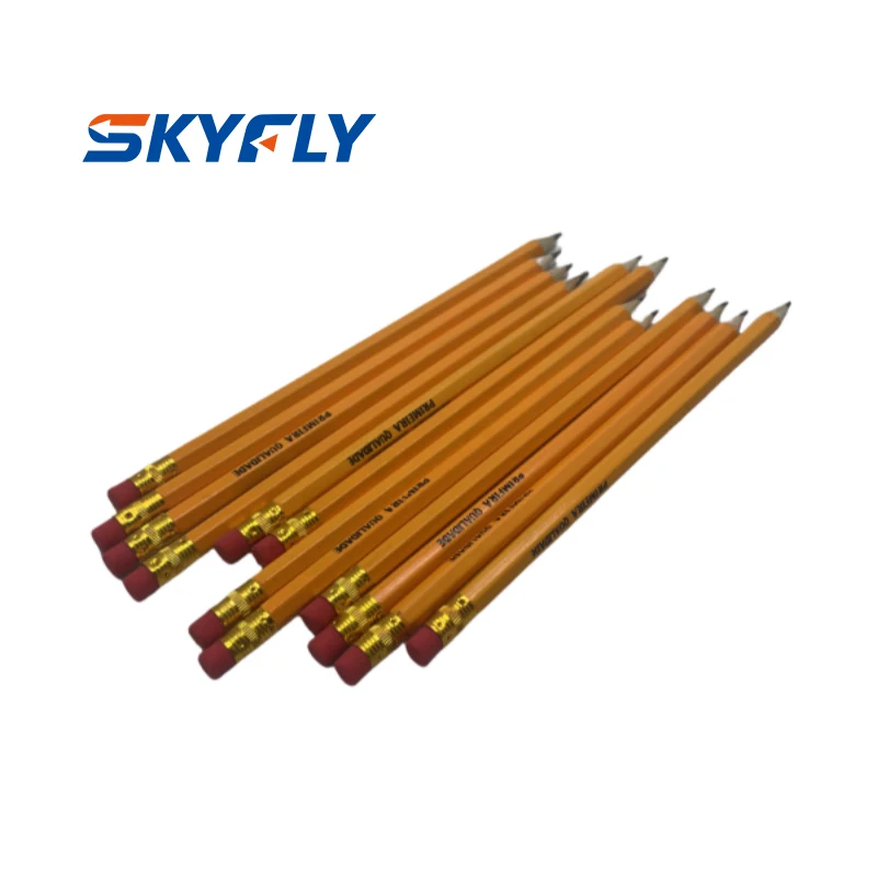 Office Stationery Yellow Hexagonal Mongol Pencil HB Lead Hardness With Red Eraser
