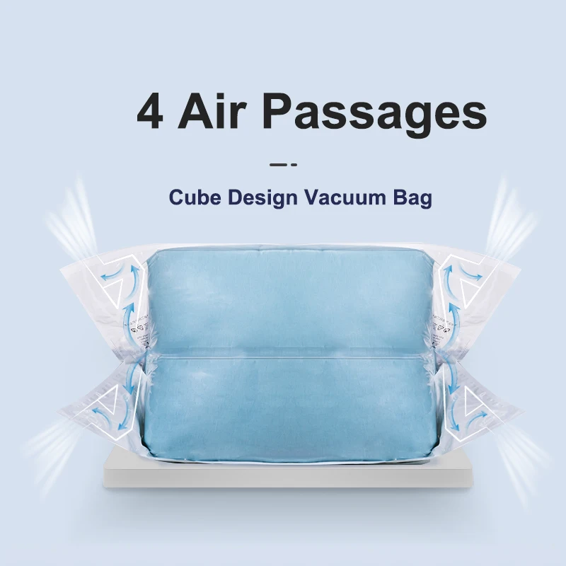 Four Corner Air Exhaust New Cube Space Saver Organizer Compression Vacuum Sealer Storage Bags for Quilts