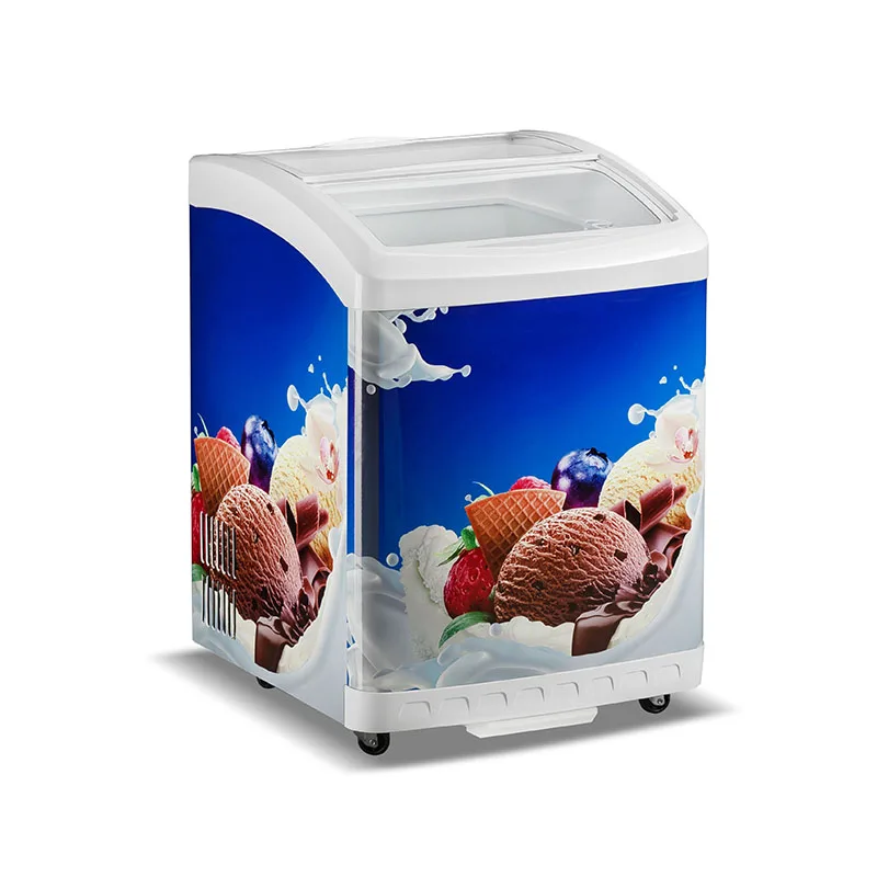 Changer OEM 156L Sliding Glass Door Showcase Commercial Display Freezer Fridge Wholesale Ice Cream Deep Chest Freezers