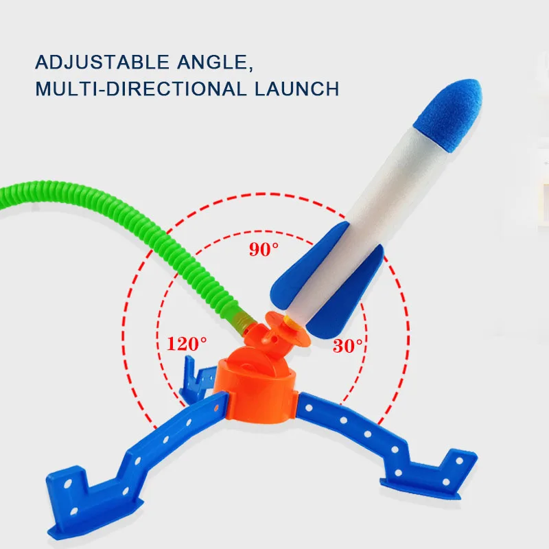 2024 New Fun Toy Light Soaring Rocket Launcher Kids Outdoor Sports Stomp Ejection EVA Foam Sponge Rockets Toy