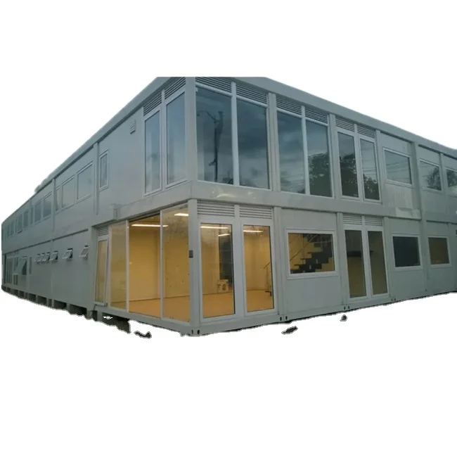 
2021 two storey modular glass wall container house easy and fast installation for office 