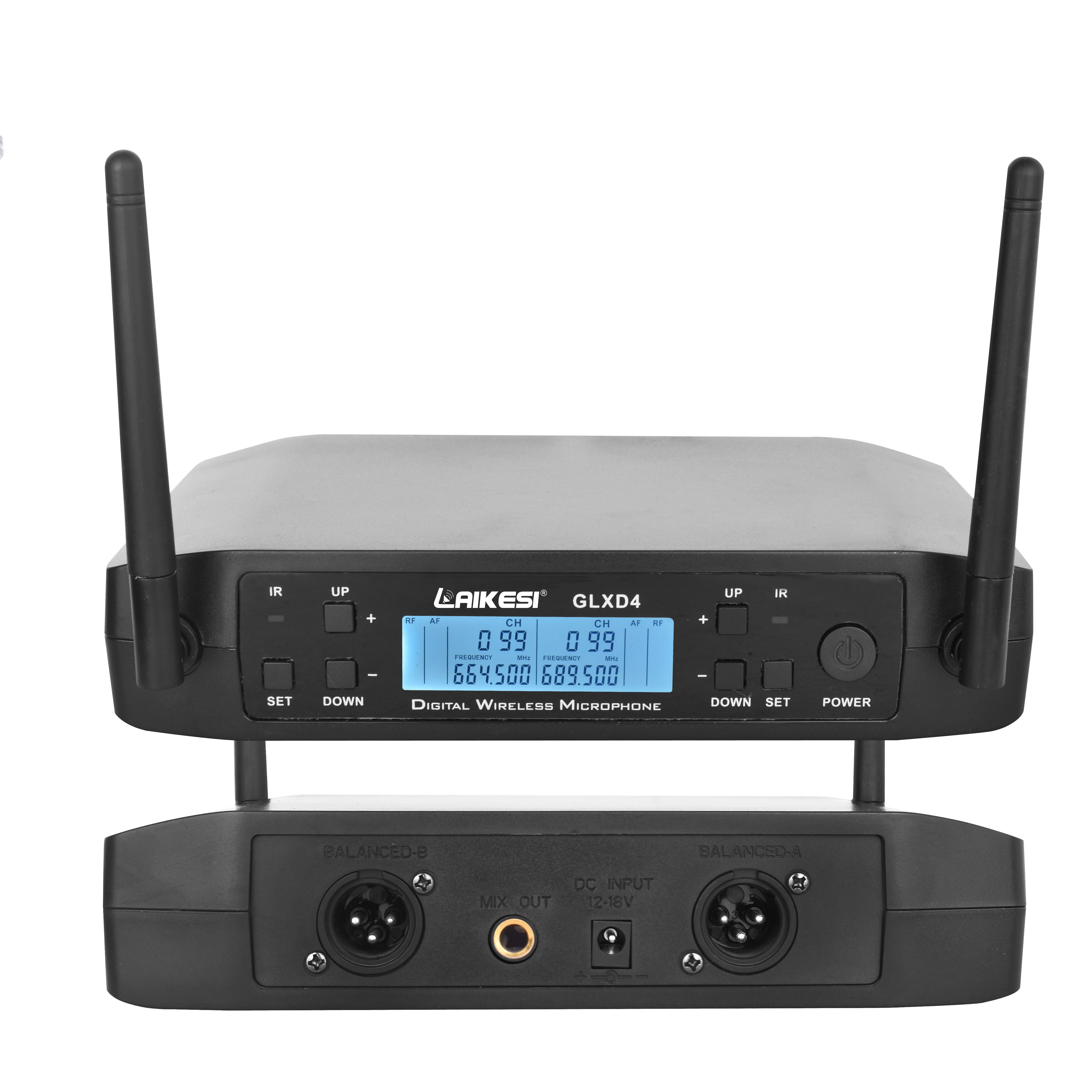 GLXD4 Professional Cordless UHF Mic Digital Wireless 2 Channel Karaoke Microphone for Singinge Studio Recording