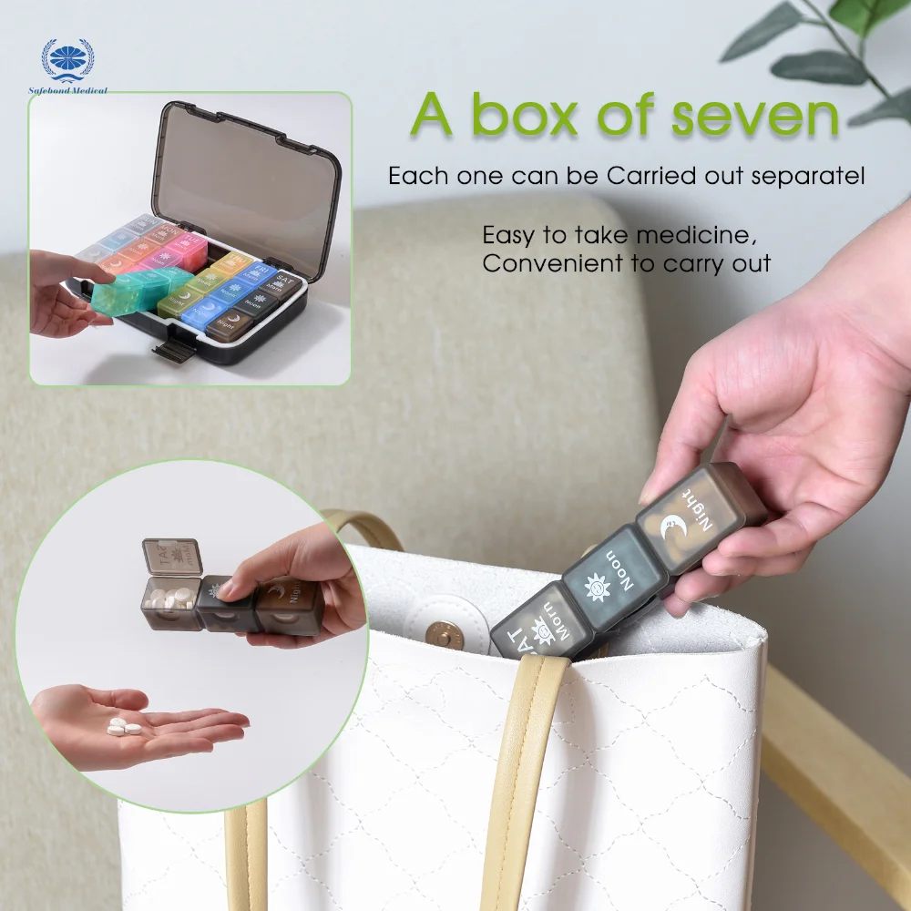 Portable large-capacity weekly storage box with customizable logo pill box