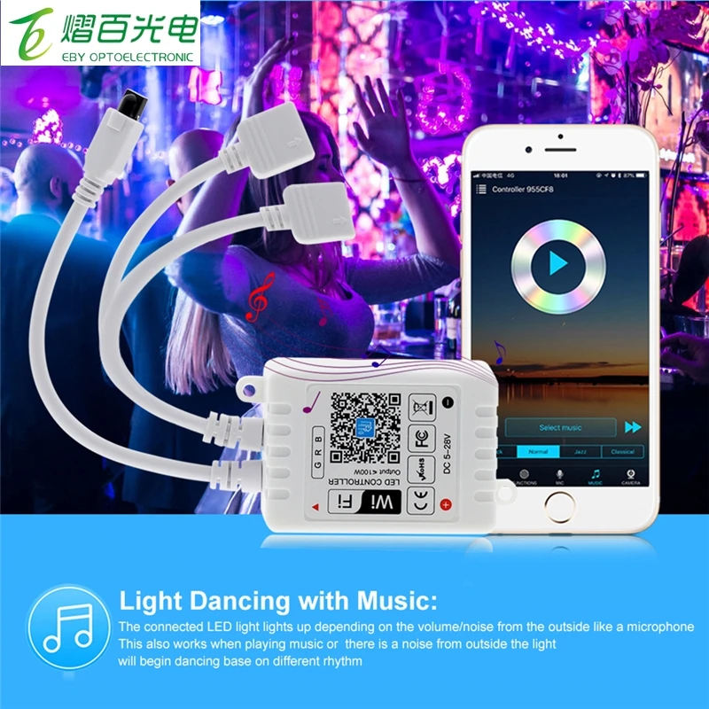 DC5V-28V RGB Tape SMD 5050 Led Wifi Controller WiFi IR LED Controller With Receiver Led Strip IR Remote LED Control