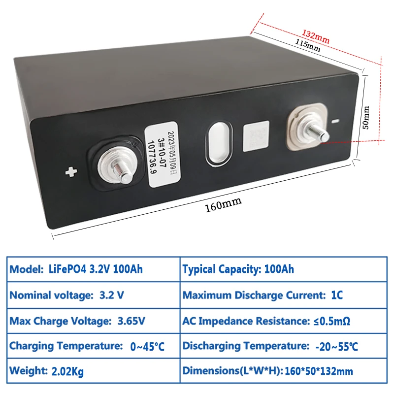 Класс A Lifepo4 3 2 V 100Ah Sunwoda ячейка для солнечной системы EV