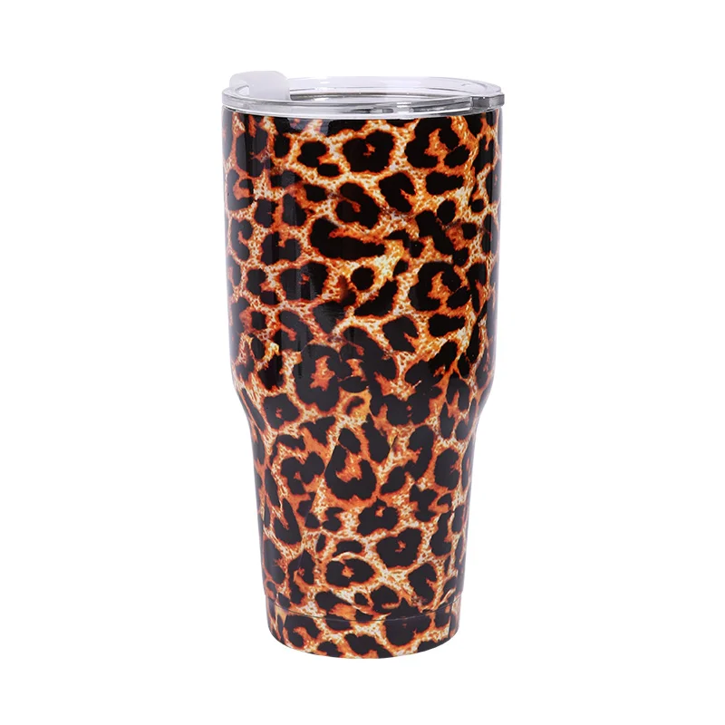 Дорожная кружка с леопардовым принтом, 30 унций, из нержавеющей стали