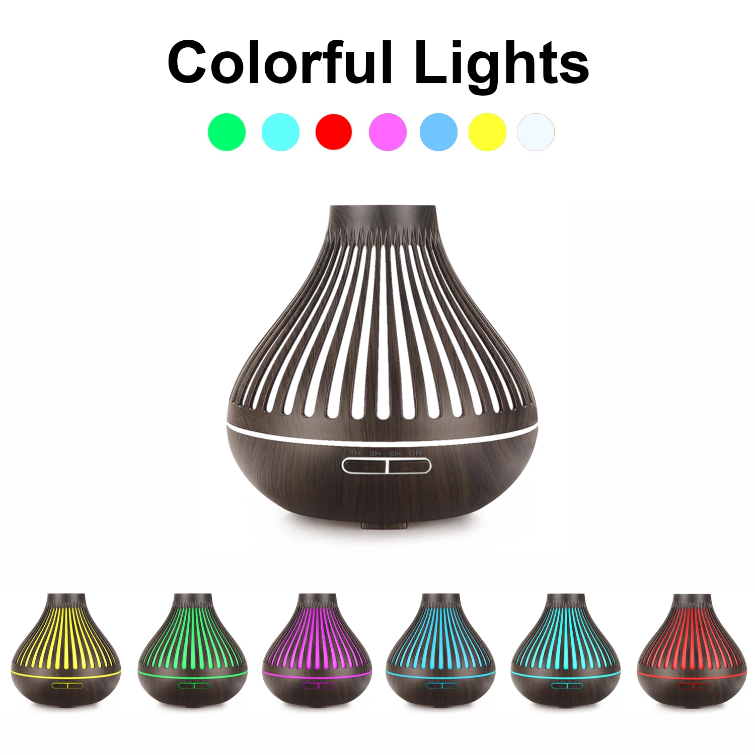 Customizable 500ML Aroma Diffuser  Air Humidifier Household Commercial use Essential Oil Desktop LED Light