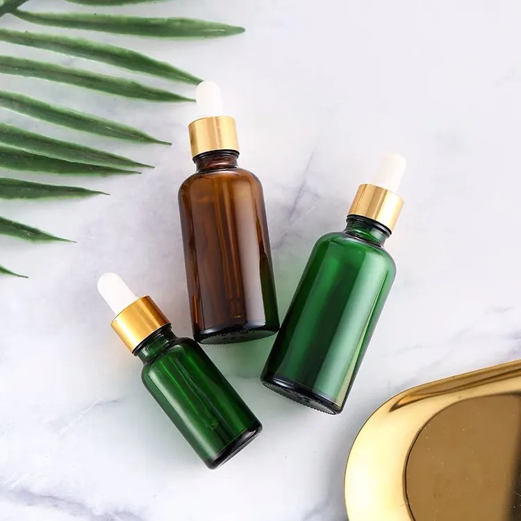 Dropper Bottle Amber Glass 5-100ml Golden Cover Liquid Reagent Pipette Bottle