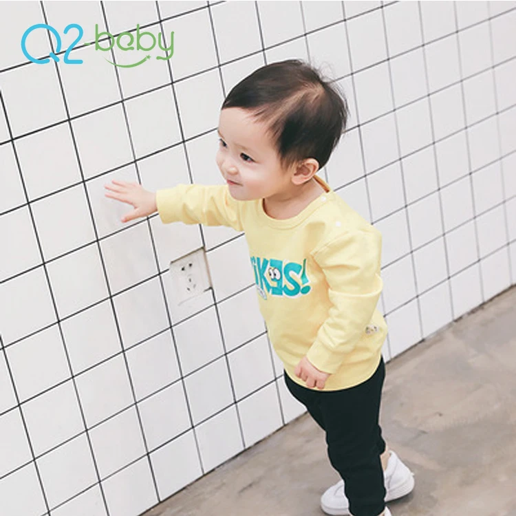 Q2-baby Удобная хлопковая футболка без воротника с аппликацией для малышей