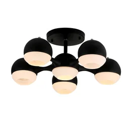 Black Chrome Glass Shade 6 Lights Chandeliers Ceiling Lights Lighting Modern Chandelier