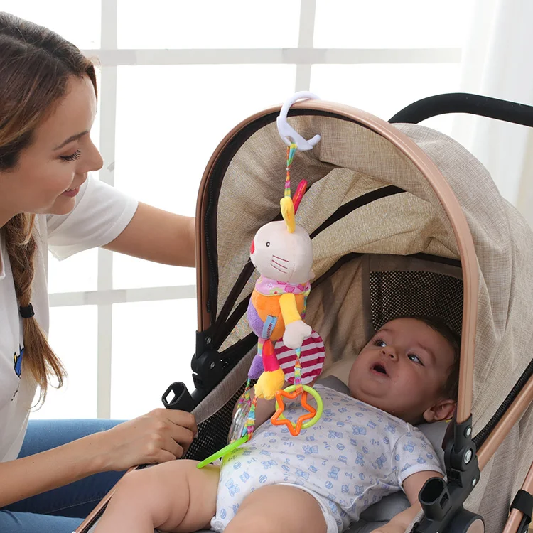 Rabbit infant Animal rattle teether Stroller hanging toy New born babies toy B003E