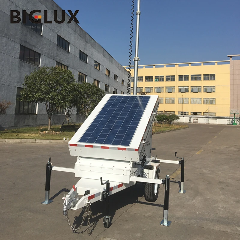 Manual Lifting Light Tower Mobile Trailer Solar Powered Mobile Tower Light