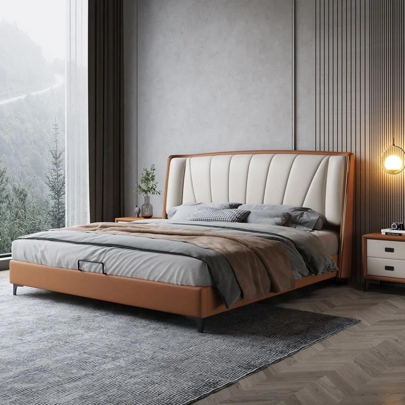 Luxury Leather Bed Frame for Hotel Bedroom Furniture set Luxury King Size Bed Classic Upholstered Beds