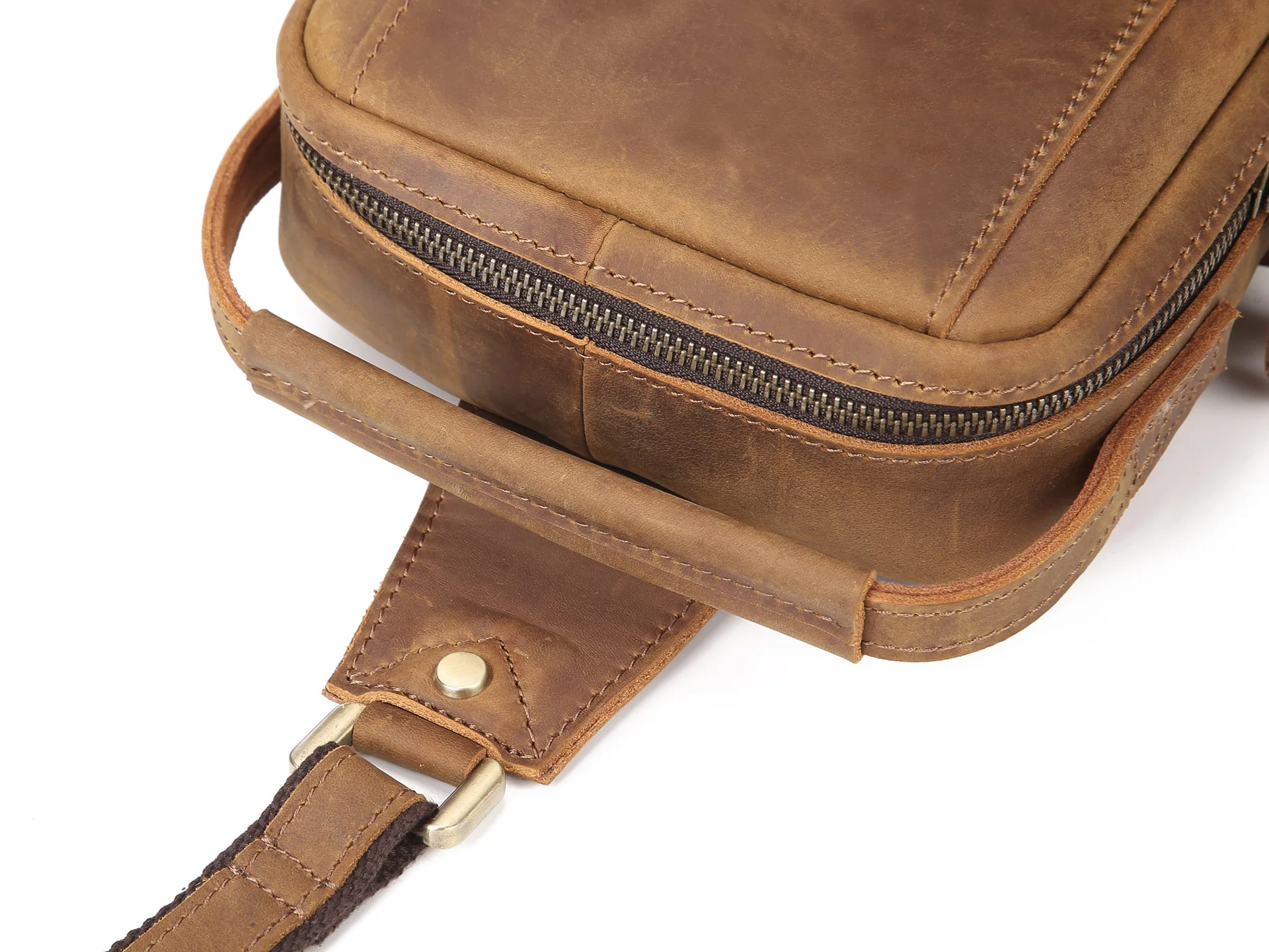 Genuine Leather Casual Fashion Chest Sling Bag Black Design One Shoulder Daypack Crossbody Bag Male 1105