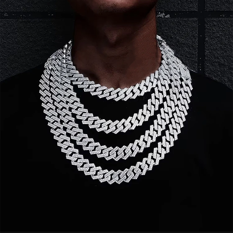 6mm-14mm hip hop Men Necklace 925 Sterling Silver VVS Moissanite Cuban Link Chain Iced Out Cuban Link Miami Cuban Chain