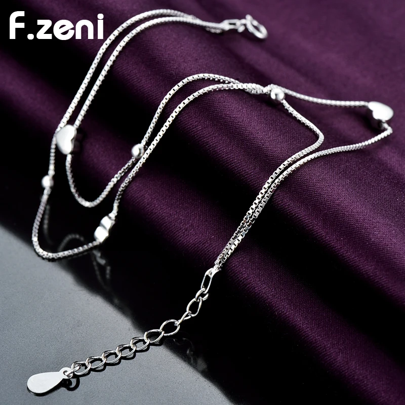Women Charm Ankle Bracelet Anklets White Gold Plated 925 Sterling Silver Anklets Foot Jewelry Anklets