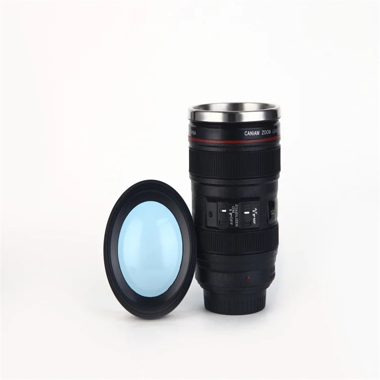 Creative Wholesale White Black Stainless Steel Insulated Coffee Camera Lens Mug Camera Lens Coffee Mug Camera Lens Cup Mug