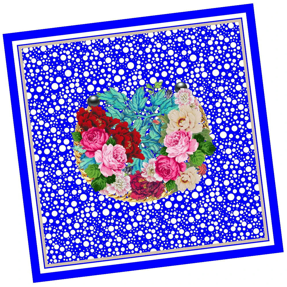 2022 latest design flower and dot high quality custom print cotton scarf shawl