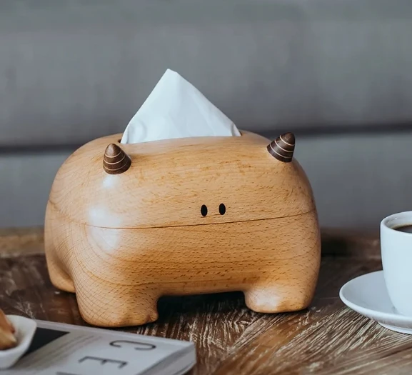 W482 Handcrafted monster walnut beech wooden tissue box