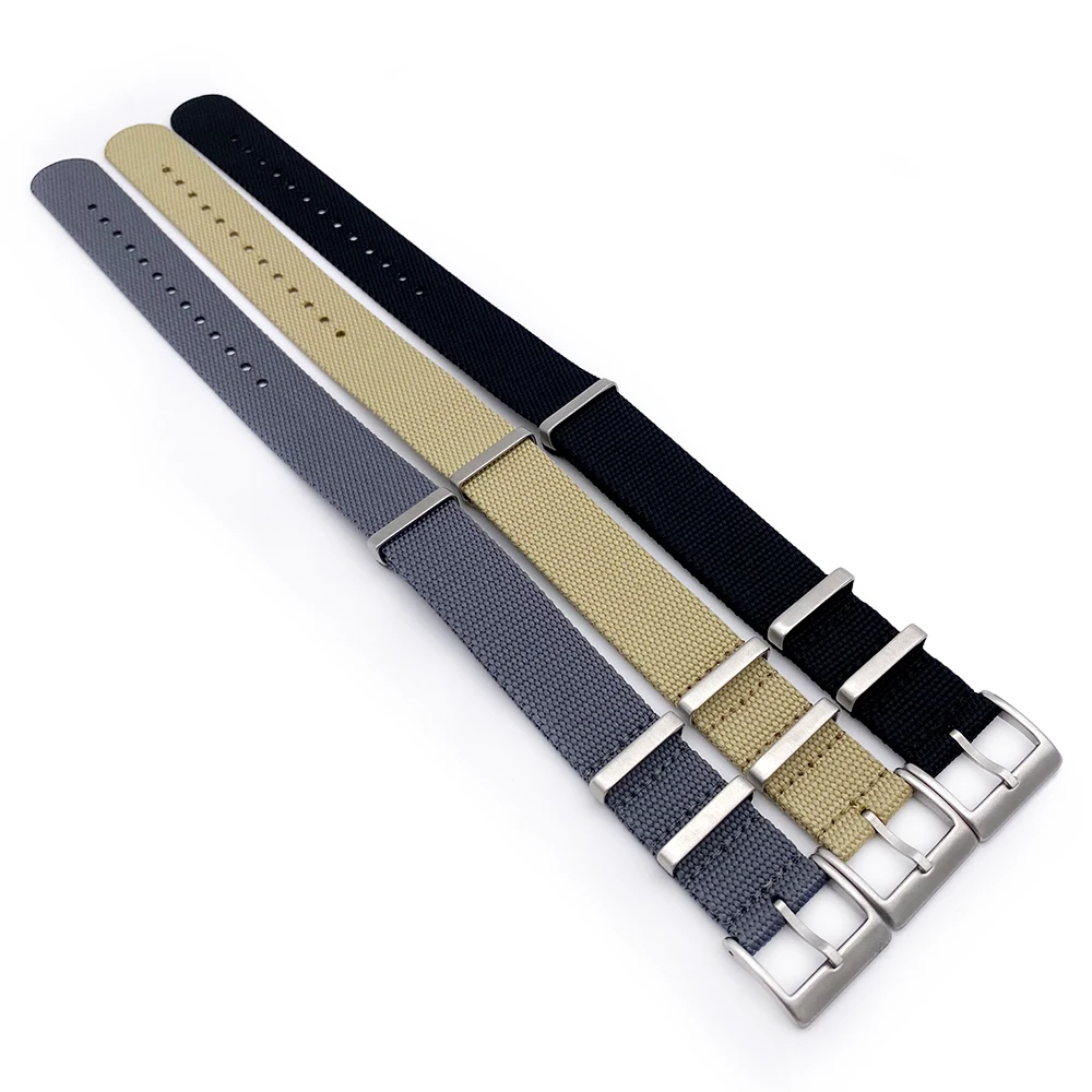 New Custom One piece Cotton Watch Band Belt Fashion Grey 20mm 22mm Fabric Nylon Hemp Watch Straps