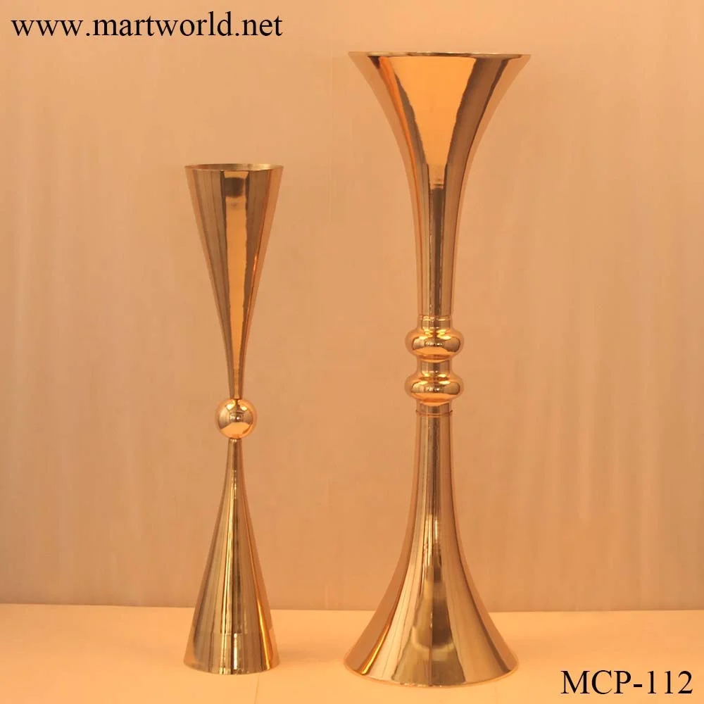 wholesale gold metal trumpet vase wedding decoration wedding table centerpiece wedding vase for tablarty decoration(MCP-112)