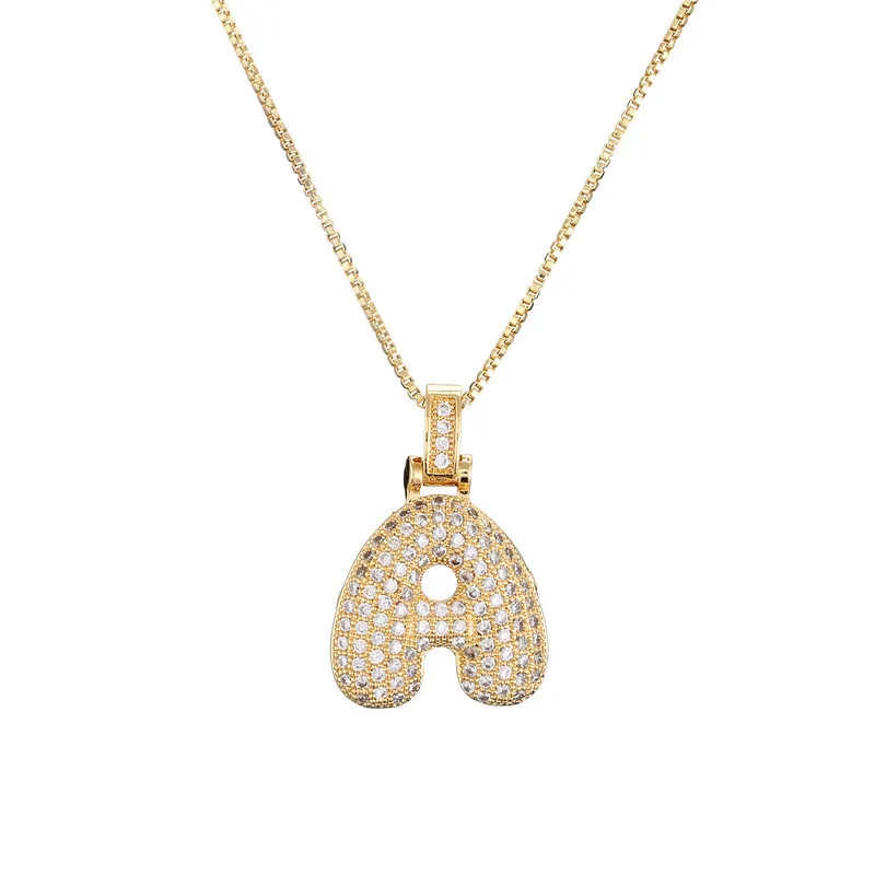 Best-Selling Female Copper Micro-Inlaid Zircon 26 Letters Pendant Necklace with Collarbone Chain Hot Cross Border Design Gift