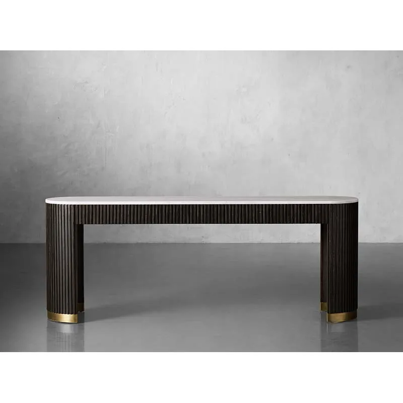 Faddish Marble Table Top Oak Wood Console Table Modern Luxury  Black Hallway Console Table